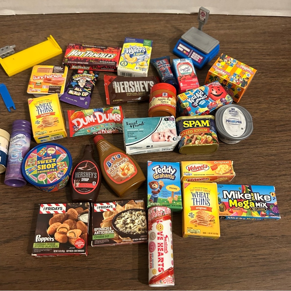 Zuru Mini Brands Assorted Lot of 27 Food, Toys, Grocery Miniatures Plus Shelves - Picture 2 of 6